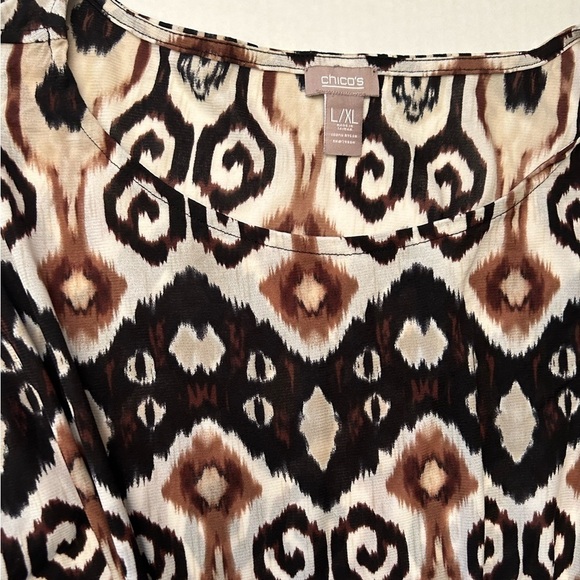 Chico’s caftan blouse top in tan, black, & brown Sx- L/XL. R4 - Picture 5 of 8